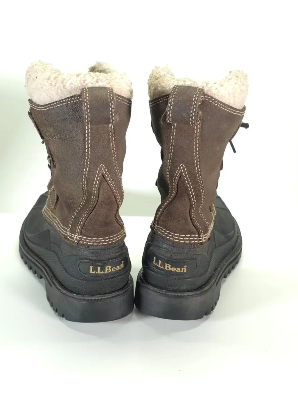L.L.Bean Brown Shearling Lined Duck Boots Oil Resistant Women's Size 7